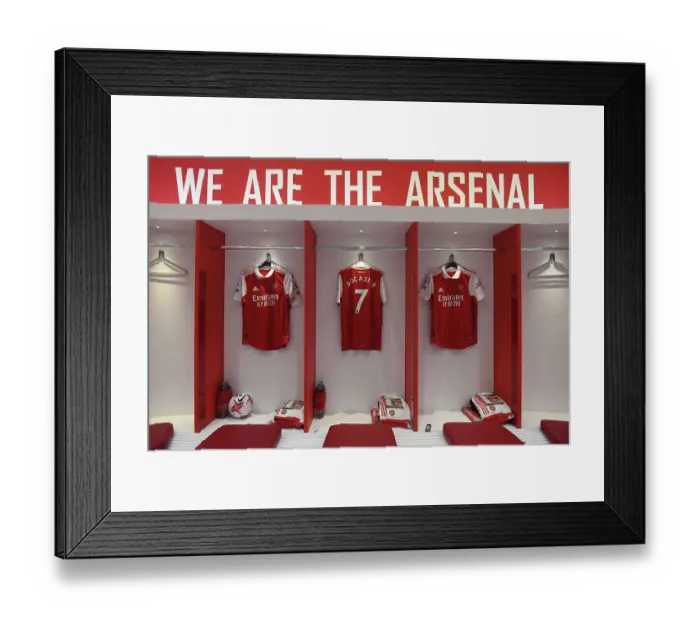 Framed Print : Preparing a Tribute: Arsenal's David Rocastle Shirts for the Leeds United Match, Emirates Stadium, 2023