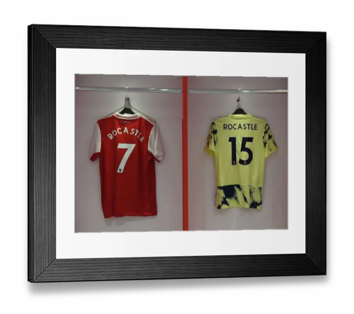 Framed Print : Arsenal Honors Tribute: Displaying David Rocastle's Shirts Before Arsenal vs Leeds United (2022-23)
