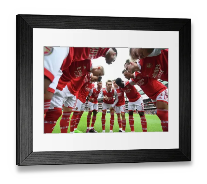 Framed Print : Arsenal's Pre-Match Huddle vs Leeds United, Premier League 2022-23 Framed Print : Arsenal's Pre-Match Huddle vs Leeds United, Premier League 2022-23
