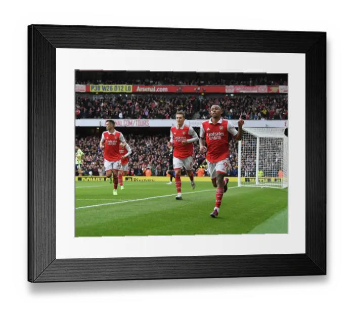 Framed Print : Gabriel Jesus's Thrilling Goal: Arsenal FC vs Leeds United, Premier League 2022-23