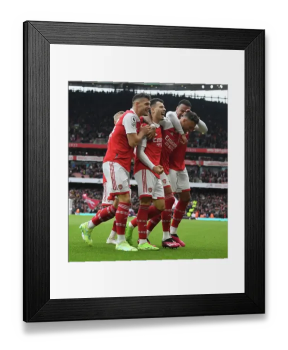 Framed Print : Ben White Scores His Second Goal: Triumphant Celebration with Arsenal Team against Leeds United in the 2022-23 Premier League Framed Print : Ben White Scores His Second Goal: Triumphant Celebration with Arsenal Team against Leeds United in the 2022-23 Premier League