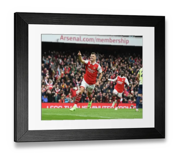 Framed Print : Xhaka's Stunner: Arsenal's Thrilling 4-Goal Rout of Leeds Framed Print : Xhaka's Stunner: Arsenal's Thrilling 4-Goal Rout of Leeds