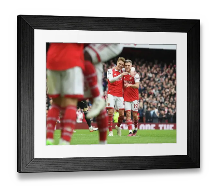 Framed Print : Arsenal's Dramatic Comeback: Granit Xhaka Scores the Game-Winning Goal Against Leeds United Framed Print : Arsenal's Dramatic Comeback: Granit Xhaka Scores the Game-Winning Goal Against Leeds United