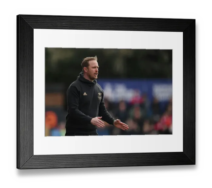 Framed Print : Arsenal vs Manchester City: Jonas Eidevall Reacts in FA Women's Super League Clash
