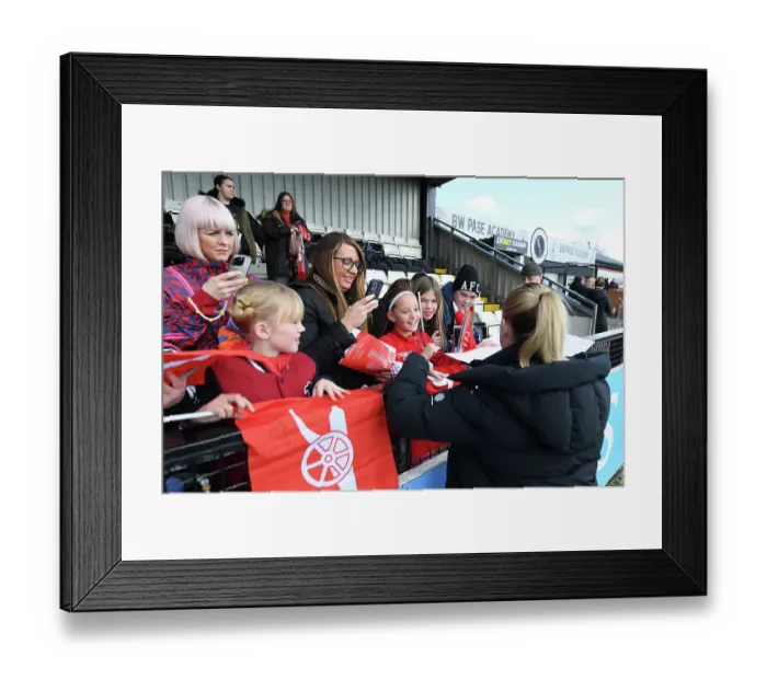 Framed Print : Arsenal Women's Squad Greets Fans After Hard-Fought Arsenal v Manchester City Match in FA Women's Super League