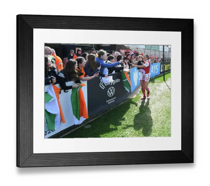 Framed Print : Arsenal Women Triumph Over Manchester City: Katie McCabe Celebrates FA WSL Victory