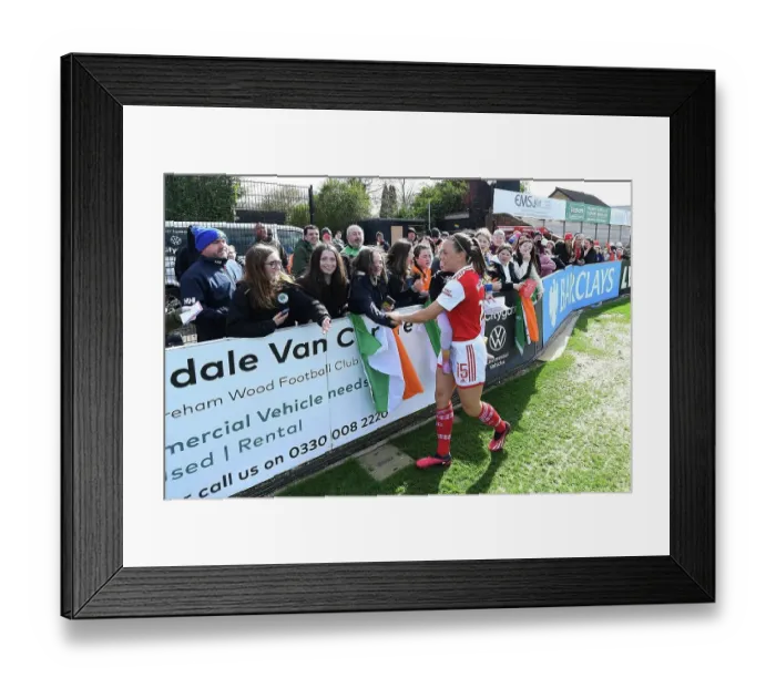 Framed Print : Arsenal Women Celebrate with Fans After Hard-Fought Arsenal v Manchester City Match, FA Women's Super League 2022-23