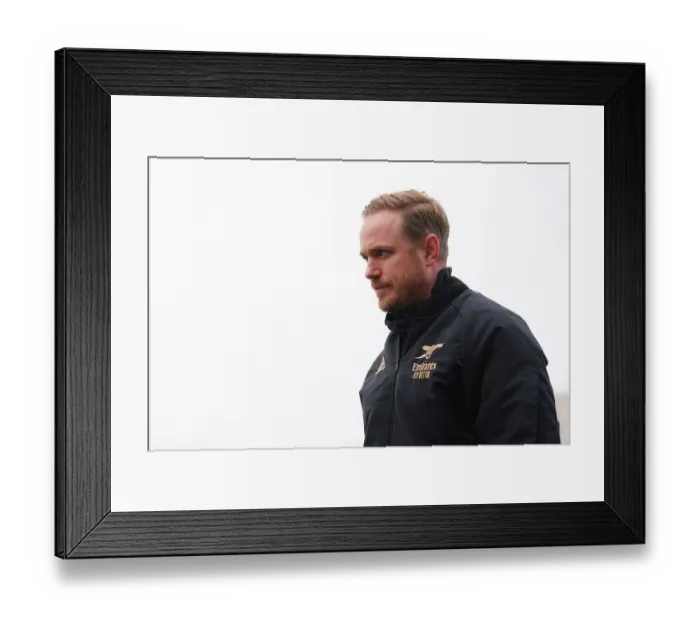 Framed Print : Jonas Eidevall's Steady Gaze: Arsenal Manager Prepares for Battle Against Manchester City Framed Print : Jonas Eidevall's Steady Gaze: Arsenal Manager Prepares for Battle Against Manchester City