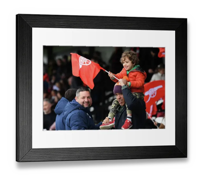 Framed Print : Arsenal vs Manchester City: Passionate Arsenal Fans at the FA Women's Super League Match