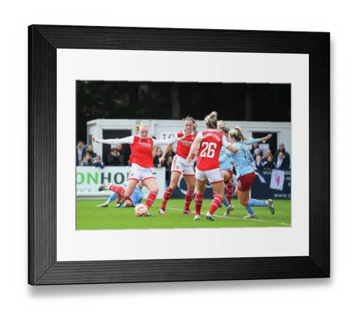 Framed Print : Frida Maanum Scores the Opener: Arsenal Women Take the Lead Against Manchester City Women in FA WSL Clash
