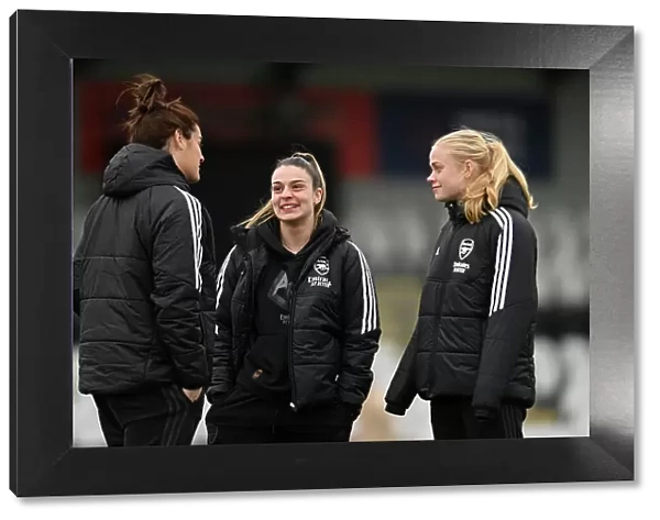 Arsenal Women vs Manchester City: Pre-Match Inspection at Meadow Park - Arsenal Players Check the Pitch Ahead of FA WSL Clash (2022-23)