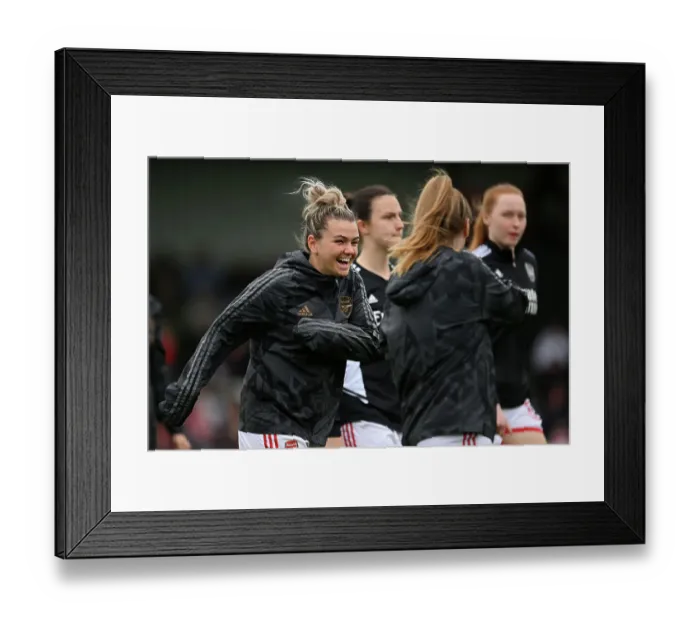 Framed Print : Arsenal Women's Star Laura Wienroither's Focused Warm-Up Ahead of Manchester City Showdown Framed Print : Arsenal Women's Star Laura Wienroither's Focused Warm-Up Ahead of Manchester City Showdown