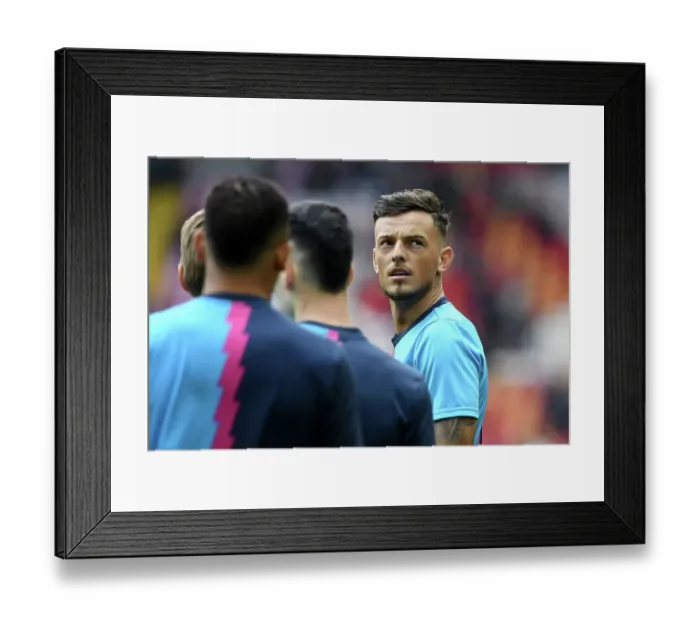 Framed Print : Arsenal's Ben White Faces Off Against Liverpool at Anfield (2022-23)