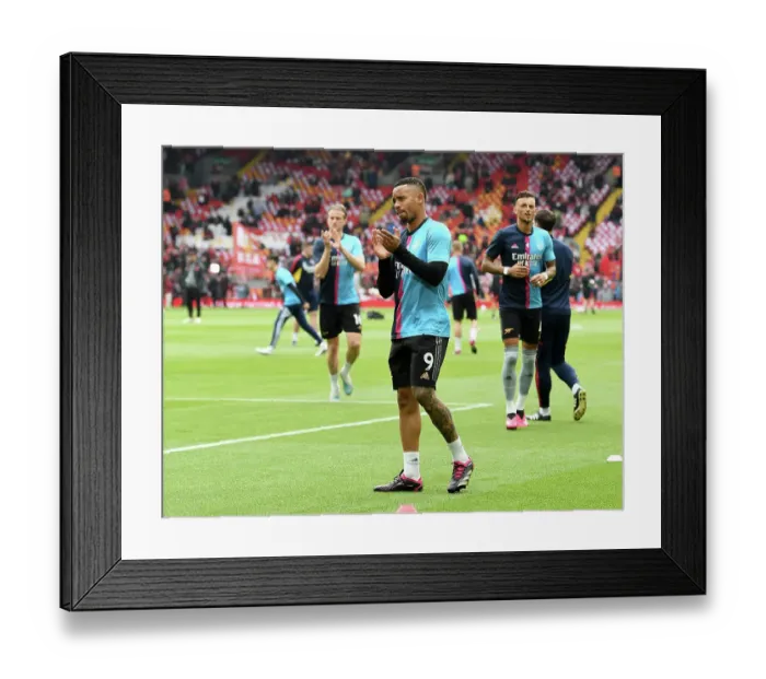 Framed Print : Gabriel Jesus Applauds Arsenal Fans at Anfield: Liverpool vs Arsenal, Premier League 2022-23