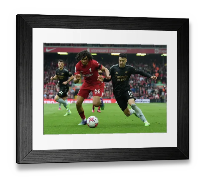 Framed Print : Martinelli vs. Alexander-Arnold: A Premier League Battle at Anfield, 2022-23