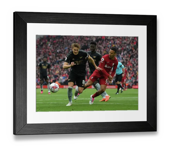 Framed Print : Clash of the Midfield Masters: Odegaard vs. Thiago - Liverpool vs. Arsenal, Premier League 2022-23