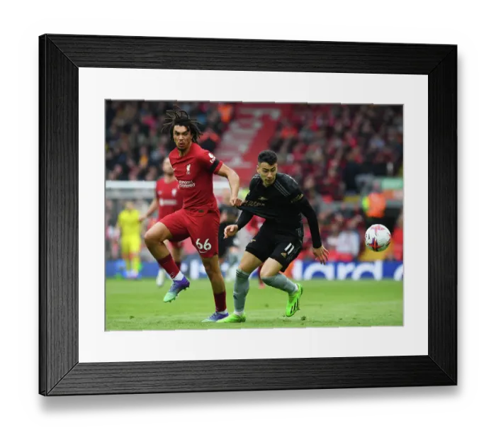 Framed Print : Martinelli vs. Alexander-Arnold: A Premier League Showdown at Anfield, 2022-23