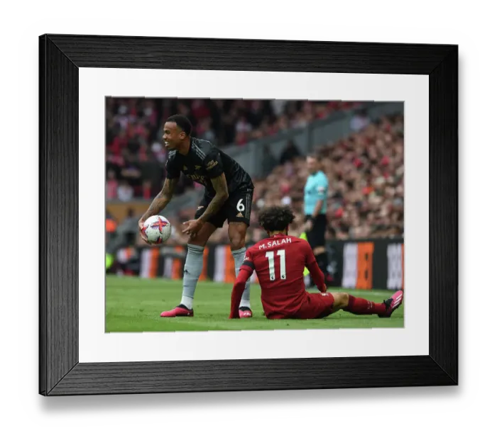 Framed Print : Gabriel Magalhaes Faces Off Against Liverpool in the 2022-23 Premier League Clash