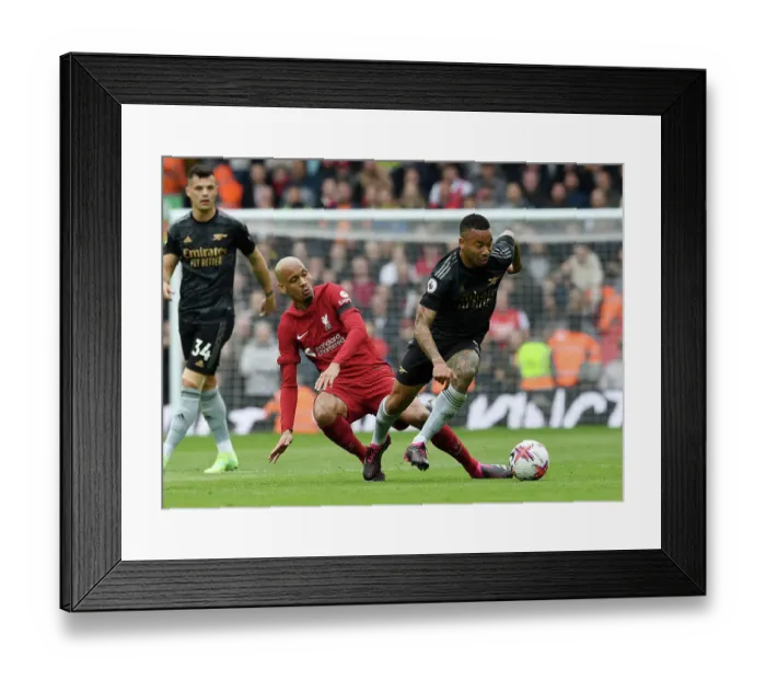 Framed Print : Gabriel Jesus vs Fabinho: Intense Rivalry at Anfield - Liverpool vs Arsenal, Premier League 2022-23 Framed Print : Gabriel Jesus vs Fabinho: Intense Rivalry at Anfield - Liverpool vs Arsenal, Premier League 2022-23