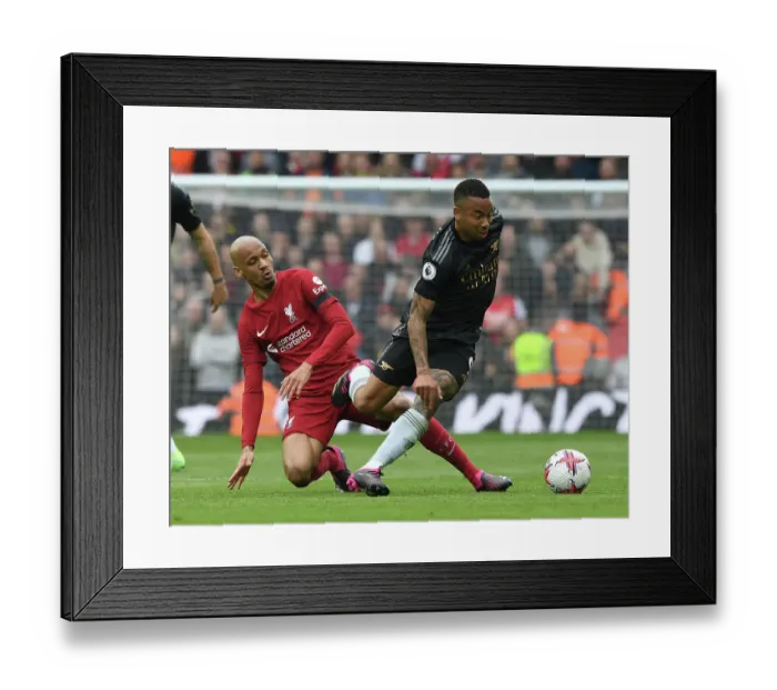 Framed Print : Intense Rivalry: Gabriel Jesus vs Fabinho Showdown - Liverpool vs Arsenal, Premier League 2022-23: A Clash of Stars at Anfield Framed Print : Intense Rivalry: Gabriel Jesus vs Fabinho Showdown - Liverpool vs Arsenal, Premier League 2022-23: A Clash of Stars at Anfield