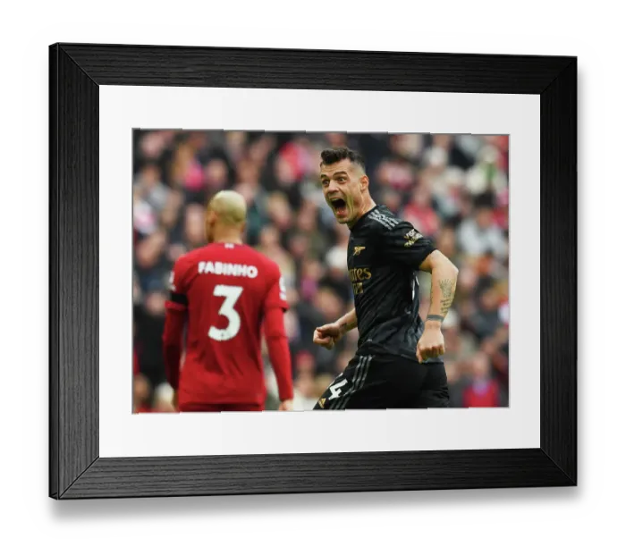 Framed Print : Xhaka's Celebration: Arsenal's Second Goal vs. Liverpool in the 2022-23 Premier League Framed Print : Xhaka's Celebration: Arsenal's Second Goal vs. Liverpool in the 2022-23 Premier League