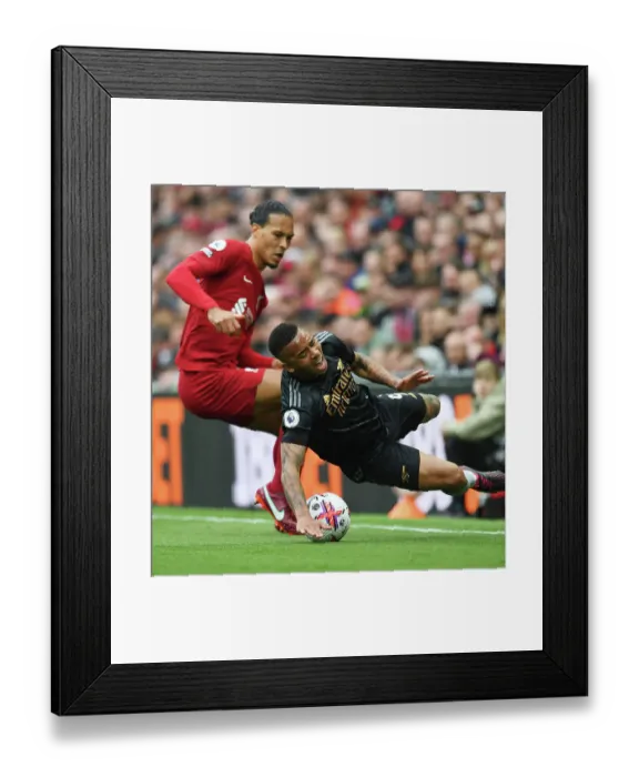 Framed Print : Jesus vs. Van Dijk: A Premier League Showdown at Anfield, 2022-23