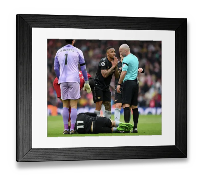 Framed Print : Gabriel Jesus Pleads to Referee Amidst Dramatic Liverpool vs. Arsenal Clash (2022-23) Framed Print : Gabriel Jesus Pleads to Referee Amidst Dramatic Liverpool vs. Arsenal Clash (2022-23)