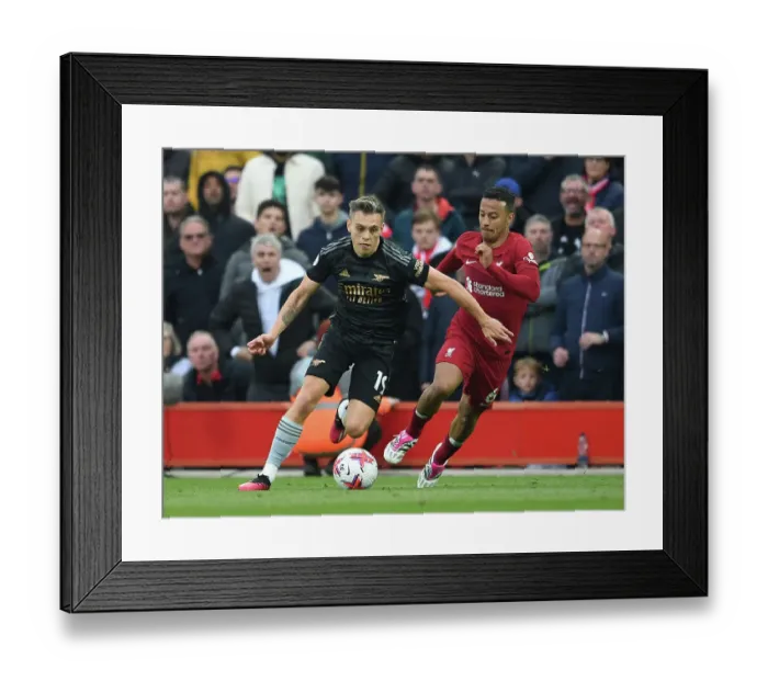 Framed Print : Trossard vs. Thiago: A Premier League Showdown at Anfield, 2022-23 Framed Print : Trossard vs. Thiago: A Premier League Showdown at Anfield, 2022-23