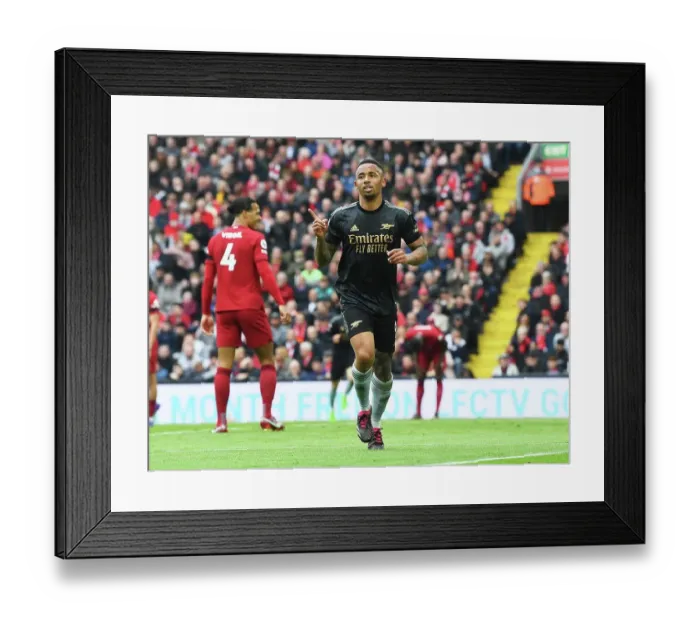 Framed Print : Gabriel Jesus Scores Arsenal's Second Goal: Liverpool FC vs Arsenal FC, Premier League 2022-23