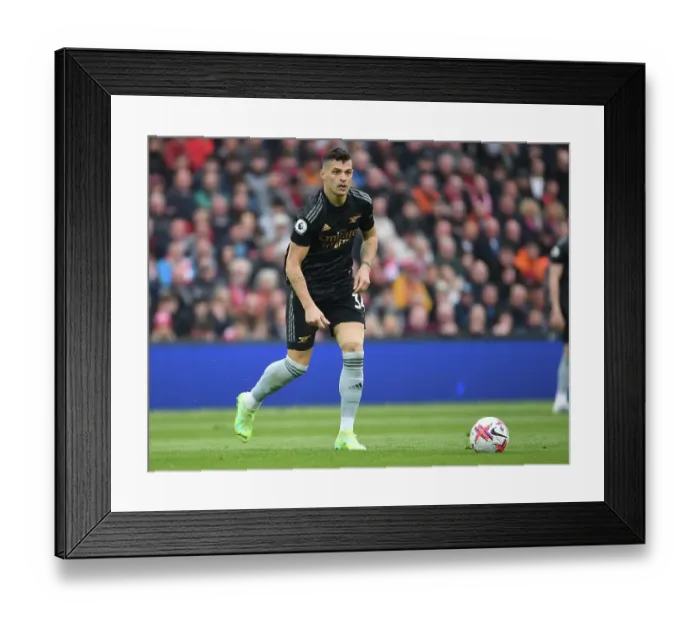 Framed Print : Intense Midfield Battle: Xhaka vs. Liverpool, Premier League 2022-23