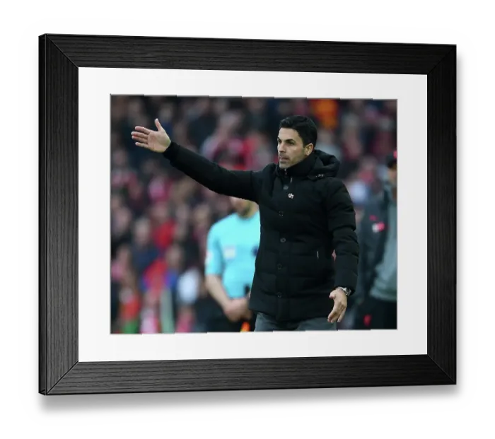 Framed Print : Mikel Arteta Reacts: Liverpool vs. Arsenal, Premier League 2022-23