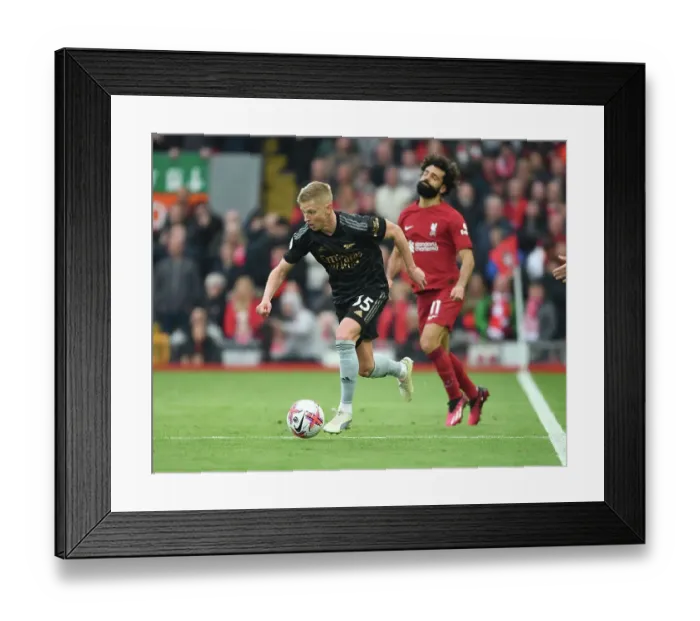 Framed Print : Zinchenko Outmaneuvers Salah: Liverpool vs. Arsenal, Premier League 2022-23