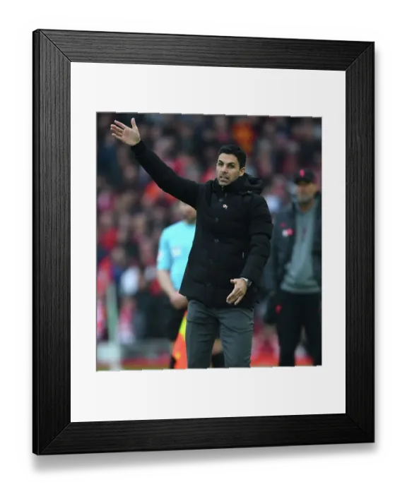 Framed Print : Mikel Arteta at Anfield: Liverpool vs. Arsenal, Premier League 2022-23