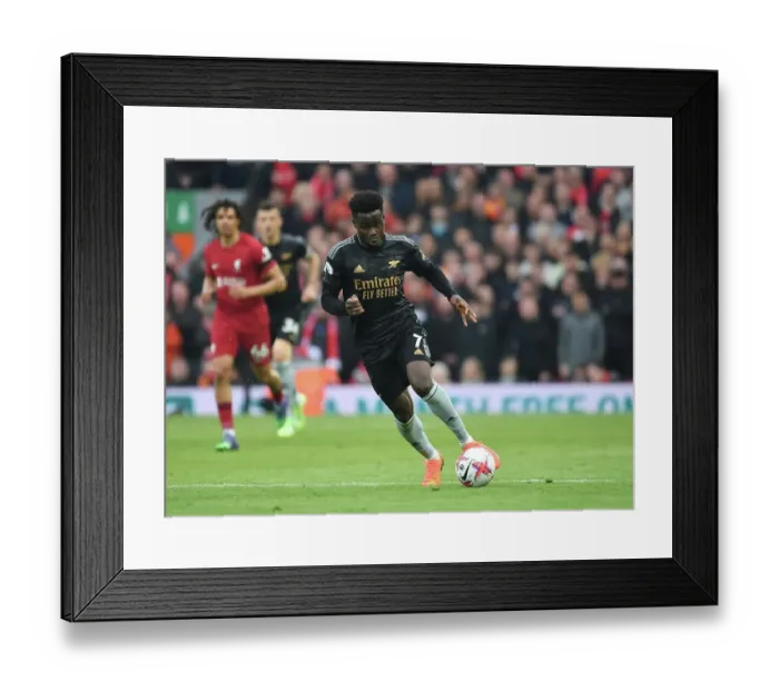 Framed Print : Bukayo Saka's Unforgettable Performance: Liverpool vs. Arsenal, Premier League 2022-23 - A New Hero Emerges at Anfield