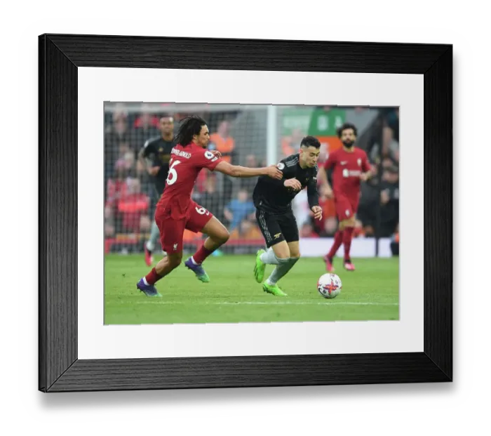 Framed Print : Clash at Anfield: Martinelli vs. Alexander-Arnold - Liverpool vs. Arsenal, Premier League 2022-23