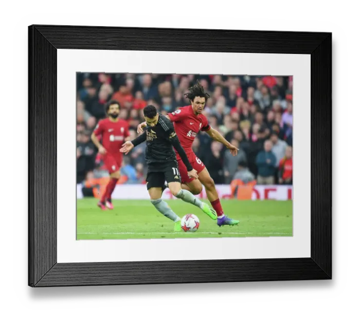 Framed Print : Martinelli vs. Alexander-Arnold: A Premier League Showdown at Anfield - 2022-23