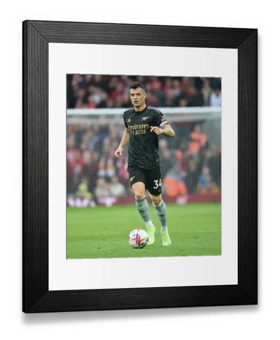 Framed Print : Granit Xhaka in Action: Liverpool vs. Arsenal, Premier League 2022-23