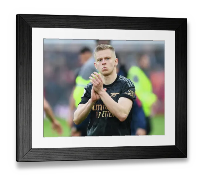 Framed Print : Arsenal's Oleksandr Zinchenko Celebrates with Fans after Intense Liverpool Victory (2022-23)