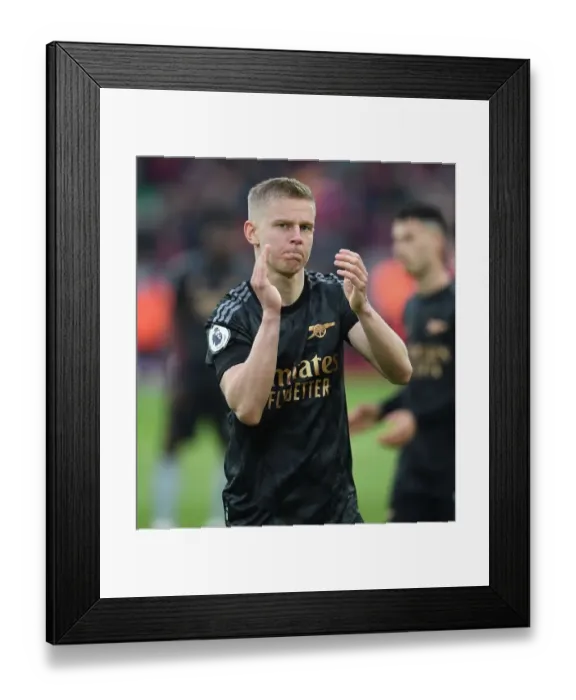 Framed Print : Zinchenko Applauds Arsenal Fans: Liverpool vs Arsenal, Premier League 2022-23