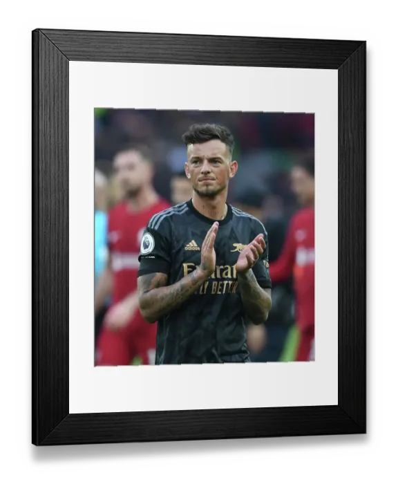 Framed Print : Ben White Salutes Arsenal Fans: Triumphant Moment After Intense Liverpool Clash (2022-23 Premier League)