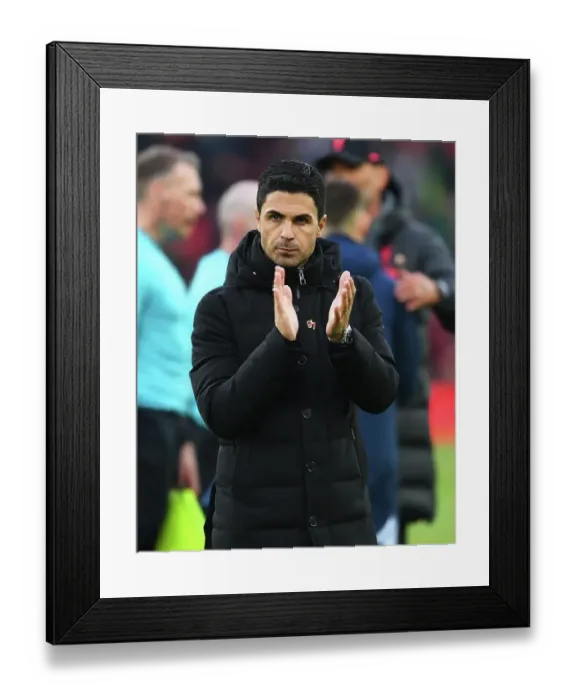Framed Print : Mikel Arteta Applauds Arsenal Fans at Anfield After Liverpool Clash - Premier League 2022-23 Framed Print : Mikel Arteta Applauds Arsenal Fans at Anfield After Liverpool Clash - Premier League 2022-23