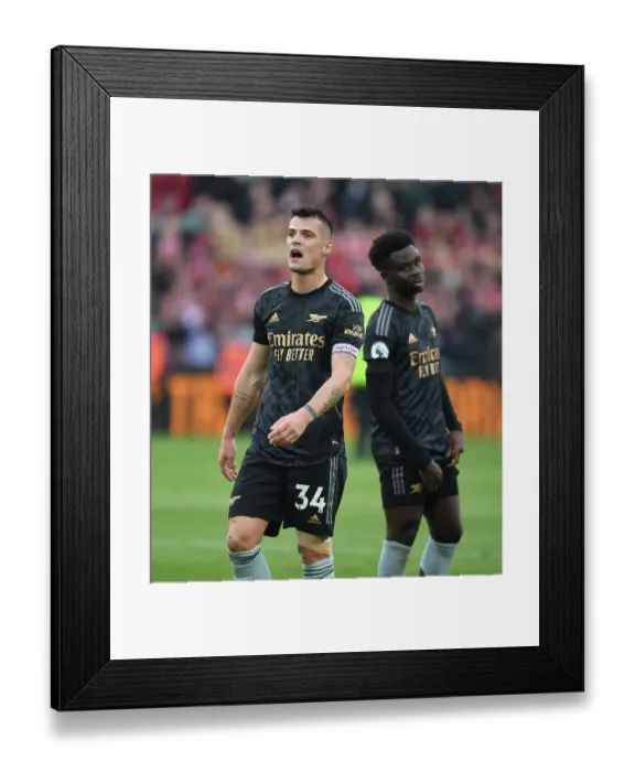 Framed Print : Granit Xhaka's Reaction: Liverpool vs. Arsenal, Premier League 2022-23