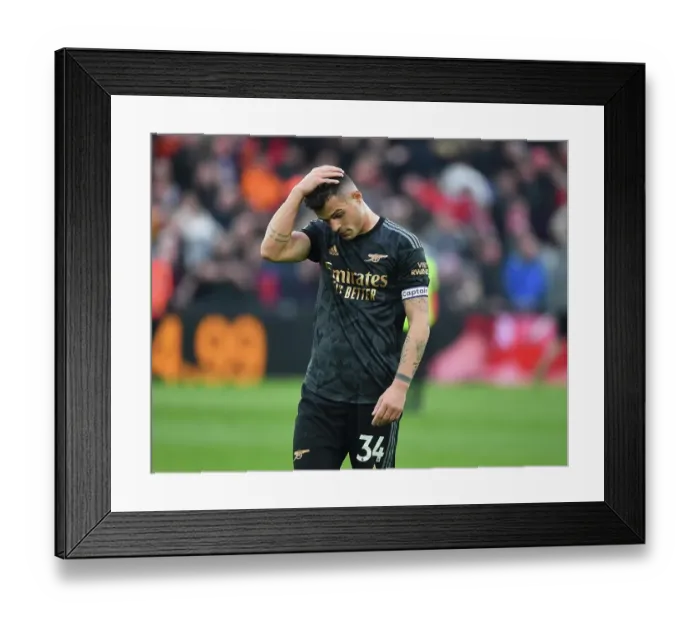 Framed Print : Xhaka's Disappointment: Liverpool's Victory Over Arsenal in the Premier League (2022-23) Framed Print : Xhaka's Disappointment: Liverpool's Victory Over Arsenal in the Premier League (2022-23)