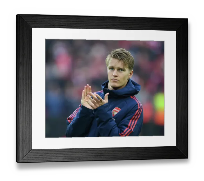 Framed Print : Martin Odegaard Applauds Arsenal Fans at Anfield After Liverpool Clash (2022-23)