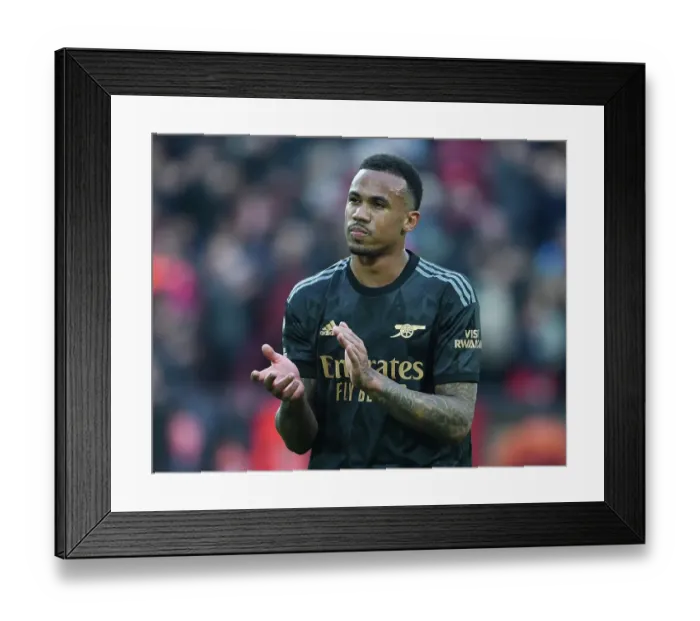 Framed Print : Arsenal's Gabriel Applauding Fans After Liverpool Showdown in Premier League (2022-23) Framed Print : Arsenal's Gabriel Applauding Fans After Liverpool Showdown in Premier League (2022-23)