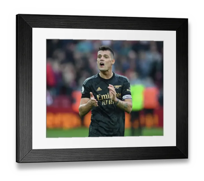 Framed Print : Xhaka Applauds Arsenal Fans After Intense Liverpool Showdown - Premier League 2022-23