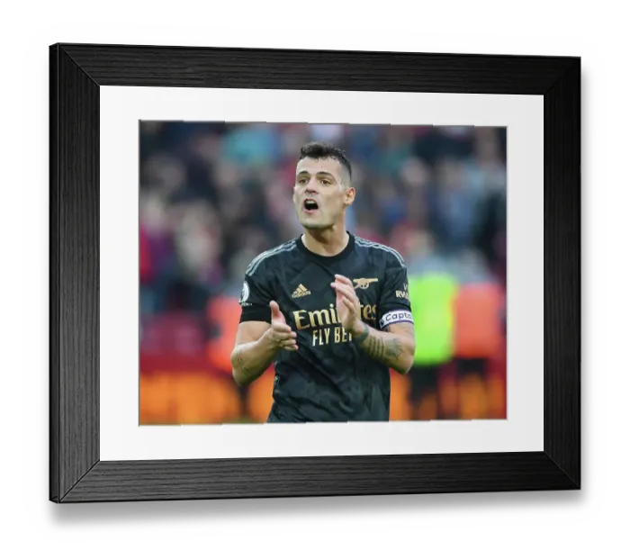 Framed Print : Granit Xhaka's Farewell Applause: Liverpool FC vs. Arsenal FC, Premier League 2022-23