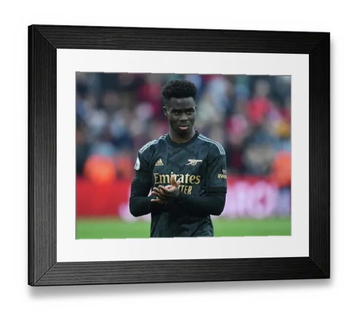Framed Print : Bukayo Saka Applauds Arsenal Fans at Anfield After Liverpool Clash (2022-23)