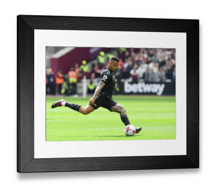 Framed Print : Gabriel Jesus in Action: West Ham United vs. Arsenal FC, Premier League 2022-23