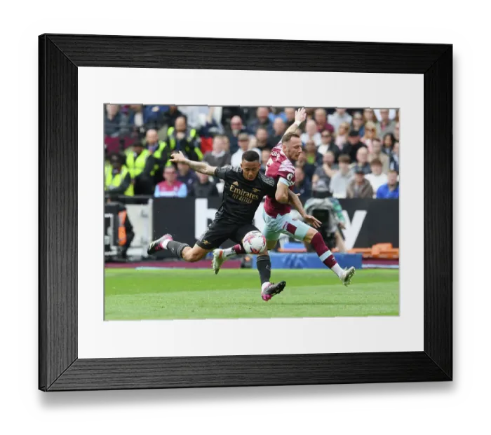 Framed Print : Gabriel Jesus vs Vladimir Coufal: A Premier League Battle at London Stadium Framed Print : Gabriel Jesus vs Vladimir Coufal: A Premier League Battle at London Stadium